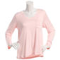 Womens Pillow Talk Long Sleeve Solid V-Neck Pajama Top - image 1