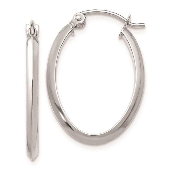 Gold Classics&#40;tm&#41; 14kt. White Gold Oval Tube Hoop Earrings - image 