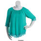 Plus Size NY Collection 3/4 Sleeve Solid Woven Crepon Peasant Top - image 3