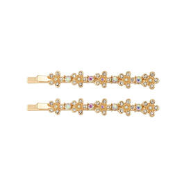 Roman Alice Looking Glass 2pc. Gold-Tone Glass Flower Hair Clips