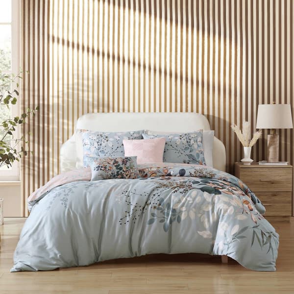 Bebejan&#174; Peach Leaves on Sage Cotton 5pc Reversible Comforter Set