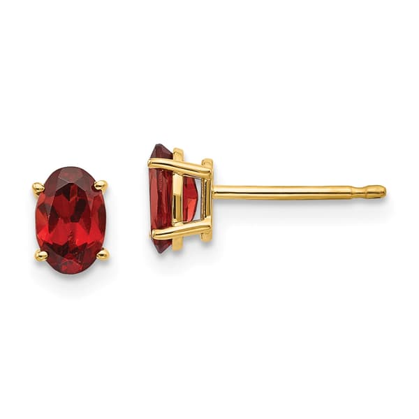 Gemstone Classics&#40;tm&#41; Yellow Gold 6.5mm. Garnet Stud Earrings - image 