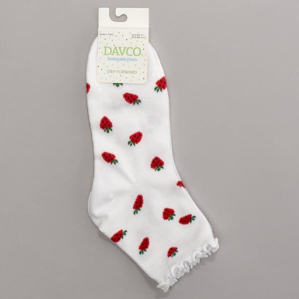 Womens Davco(R) Tossed Strawberries Quarter Socks - image 