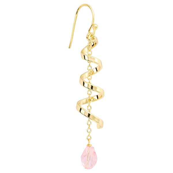 Athra 14kt. Gold over Brass & Pink Crystal Swirl Drop Earrings
