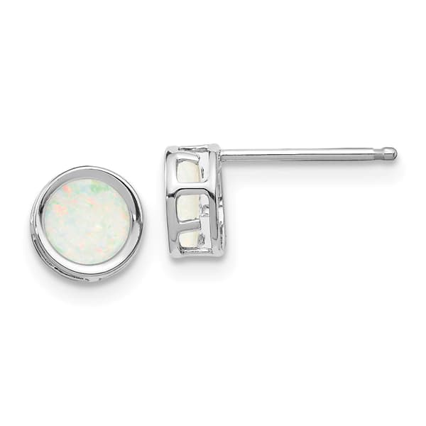 Gemstone Classics&#40;tm&#41; White Gold 5mm. Opal Stud Earrings - image 
