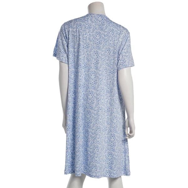 Womens Elegant Dreams Short Sleeve Lace Trim Brushed Nightgown