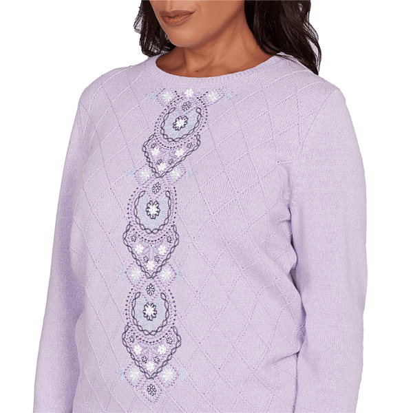 Petites Alfred Dunner Hilton Head Center Embroidery Accent Sweat