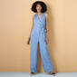 Womens Emma & Michele Sleeveless Linen-Like Surplice Jumpsuit - image 1