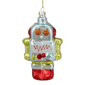 Northlight 5in. Silver & Green Robot Glass Christmas Ornament - image 1