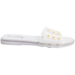 Womens Love 83 Clear Jelly Band Slide Sandals