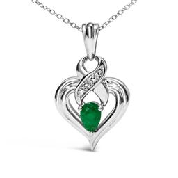 Haus of Brilliance Sterling Silver Emerald & Diamond Pendant