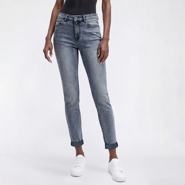 Womens Bleu Denim Roll Cuff Skinny Ankle Jeans