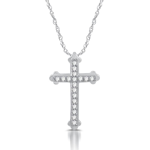 Nova Star(R) Sterling 1/4ctw. Lab Diamond Cross Pendant