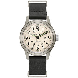 Mens Bulova Automatic Black Leather NATO Strap Watch -96A246