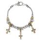 Antique Silver & Gold Plated Cross & Square Bead Charms Bracelet - image 1