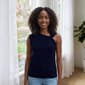 Womens Nicole Miller Sleeveless Twist Neck Solid Slub Blouse - image 1