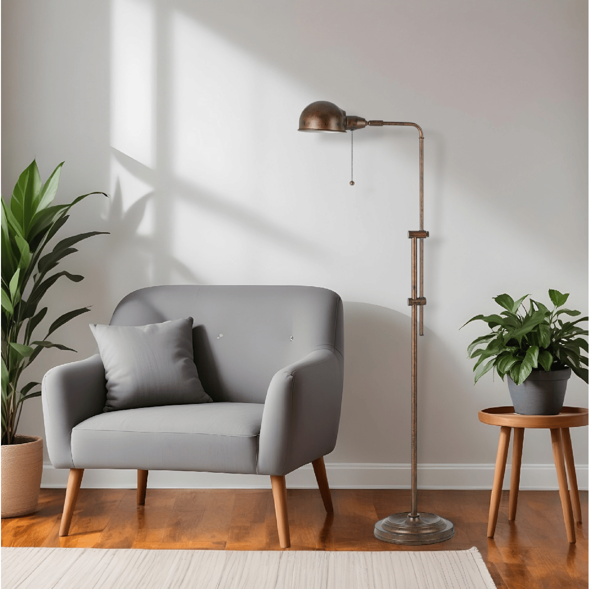 HomeRoots Swing Arm Floor Lamp
