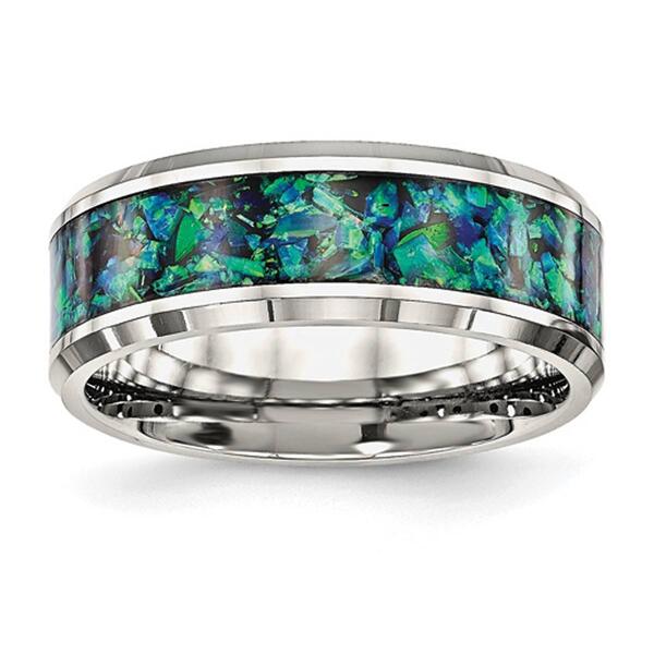 Mens Gentlemen's Classics&#40;tm&#41; Silver & Blue Imitation Opal Band - image 