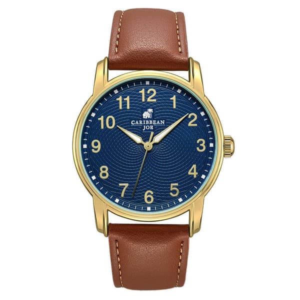 Mens Caribbean Joe Gold-Tone Easy Read Strap Watch - CJ7162GD - image 