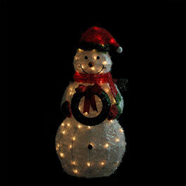 Northlight Seasonal 38in. Pre-Lit Tinsel Snowman with Wreath