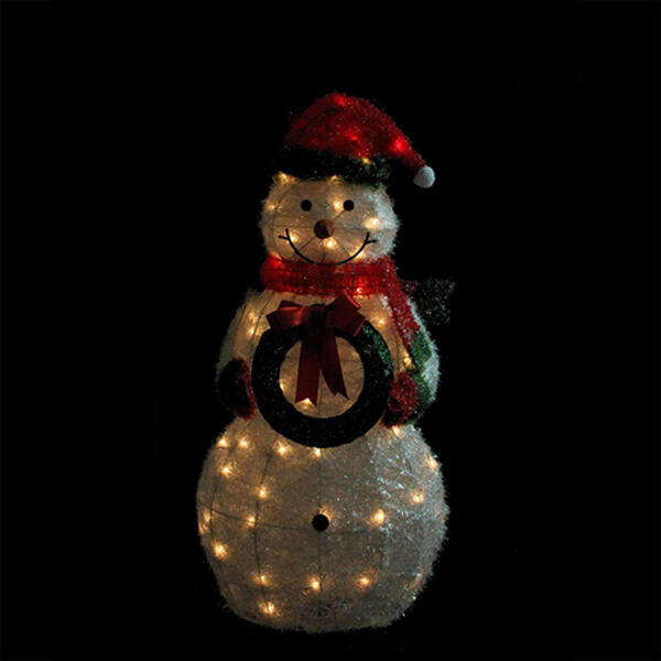 Northlight Seasonal 38in. Pre-Lit Tinsel Snowman with Wreath