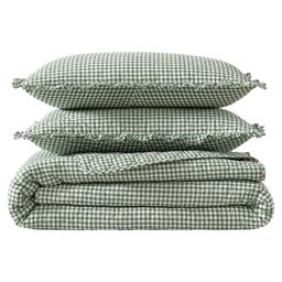 Laura Ashley Gracies Gingham Cotton Reversible Quilt Set