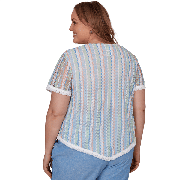 Plus Size Alfred Dunner Caribbean Blues Textured Stripe Blouse