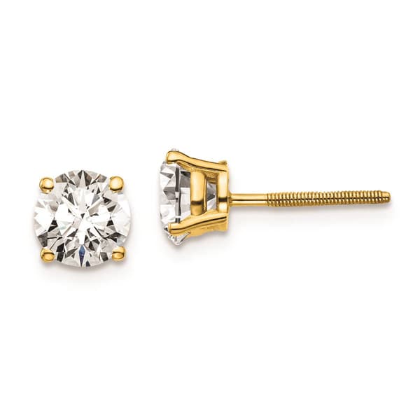 Pure Fire 14kt. Gold 1 1/2ctw 4-Prong Diamond Screw-Back Earrings - image 