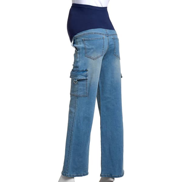 Womens Zoe + Phoebe Over The Belly Wide Leg Maternity Cargo Jeans