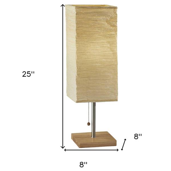 HomeRoots 25in. Solid Wood and Silver Metal Table Lamp