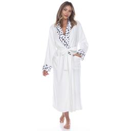 Womens White Mark Leopard Collar Cozy Lounge Robe