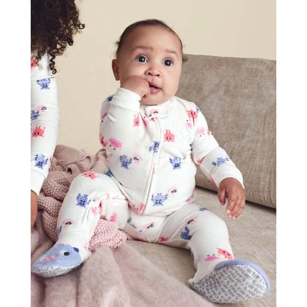 Baby Girl (12-24M) Carter''s® Pink/Blue Monster Footed Pajama