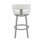Armen Living Lorin 26in. White Faux Leather Swivel Barstool - image 4