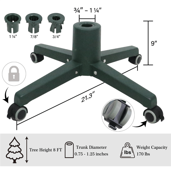 Puleo International 21in. Lockable Tree Stand for up to 8ft.