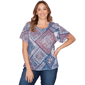 Plus Size Ruby Rd. French Riviera Short Sleeve Patchwork Tee - image 1