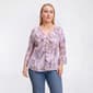 Plus Size Floral & Ivy 3/4 Ruffle Neck Floral Pleater Blouse - image 1