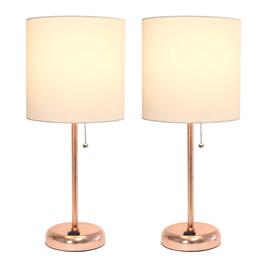 LimeLights Rose Stick Lamp w/Charging Outlet/White Shade-Set of 2