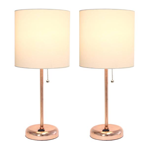 LimeLights Rose Stick Lamp w/Charging Outlet/White Shade-Set of 2 - image 