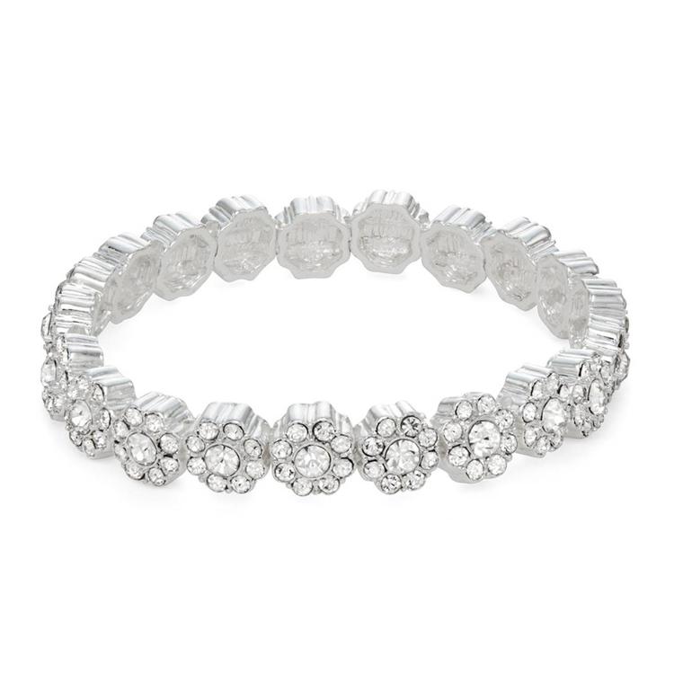 You''re Invited Crystal Diameter Flower Motif Stretch Bracelet