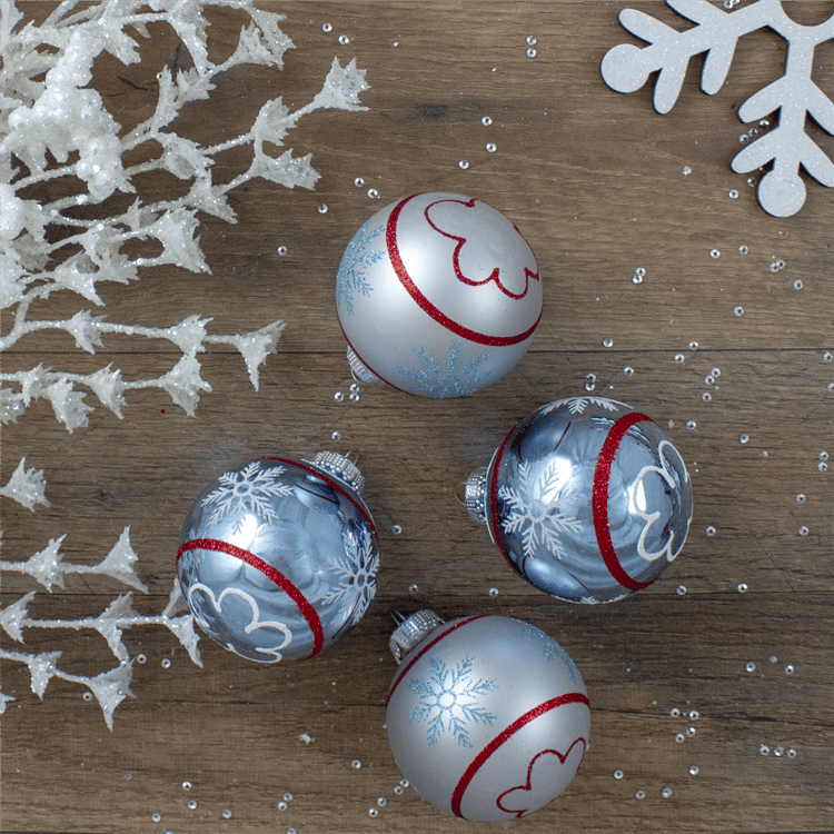 Northlight 4ct. Snowflake Glass Ball Christmas Ornament