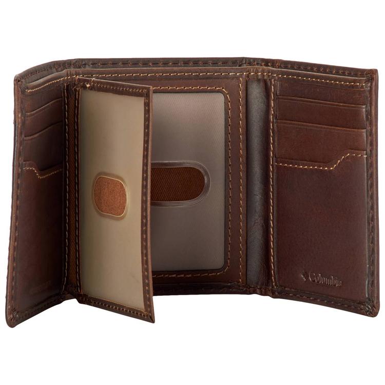 Mens Columbia Sahara Extra Capacity Trifold Wallet - Brown