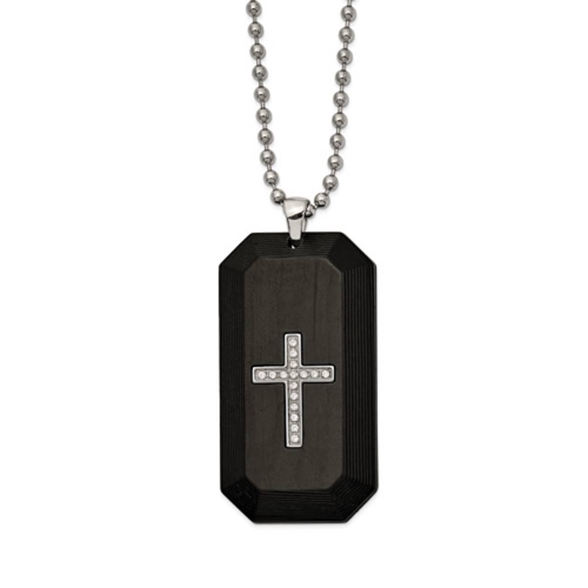 Mens Gentlemen’s Classics™ Carbon Fiber Dog Tag Cross...
