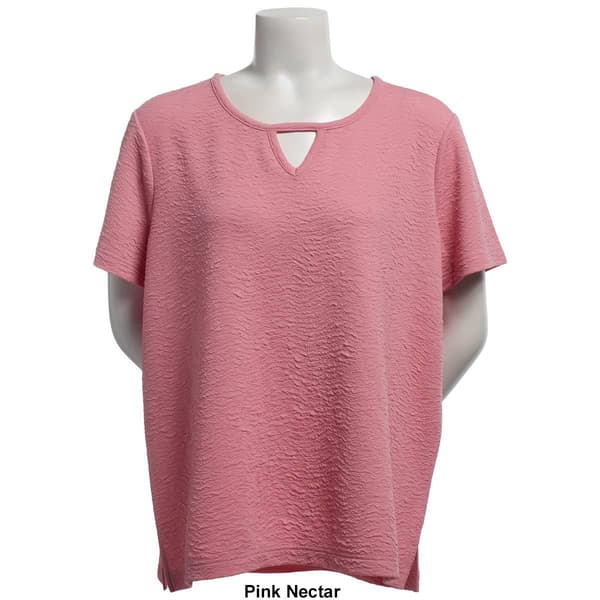 Plus Size Hasting & Smith Short Sleeve Keyhole Textured Tee