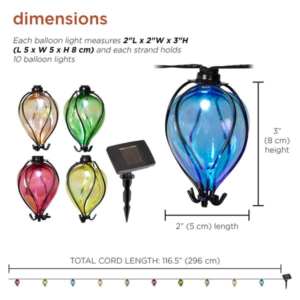 Alpine Solar Colorful Air Balloons LED String Lights