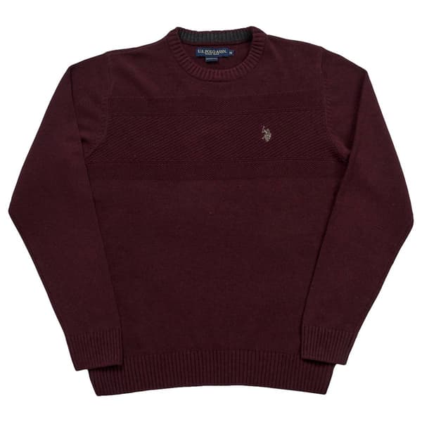 Mens U.S. Polo Assn.&#40;R&#41; Solid Textured Crew Neck Sweater