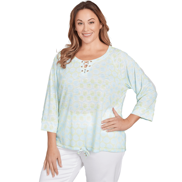 Plus Size Hearts of Palm It''s a Spring Thing Patchwork Shells Tee