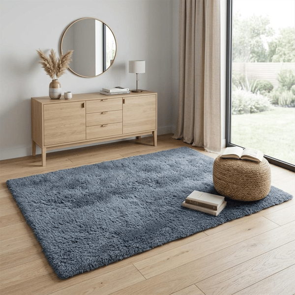 HomeRoots Grey Shag Power Loom Non Skid Area Rug - image 