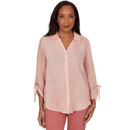 Womens Alfred Dunner Camden Market Crinkle Gauze Button Front Top
