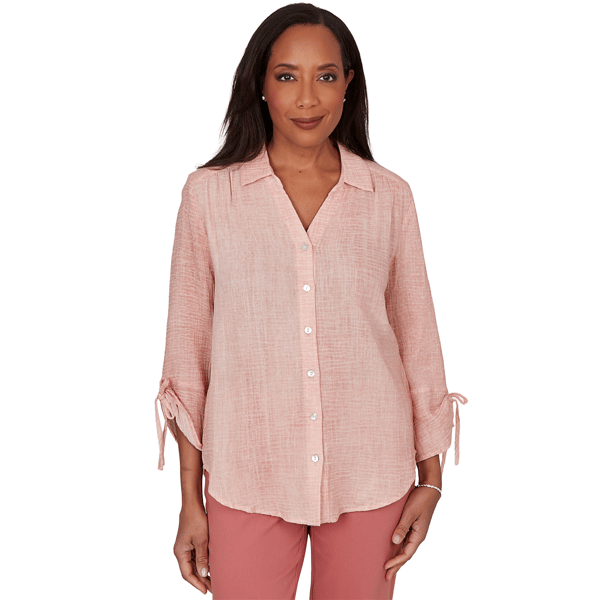 Womens Alfred Dunner Camden Market Gauze Button Front Blouse