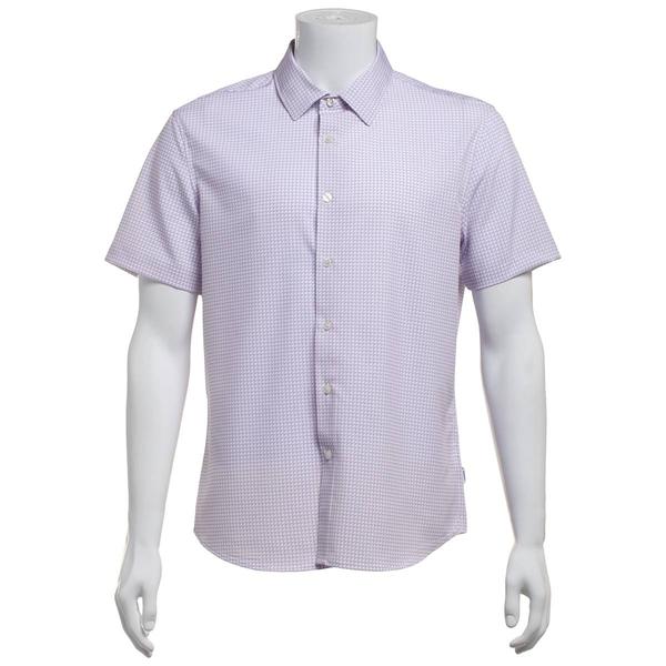 Mens DKNY Short Sleeve Jackson No-Tuck Geo Button Down Shirt - image 